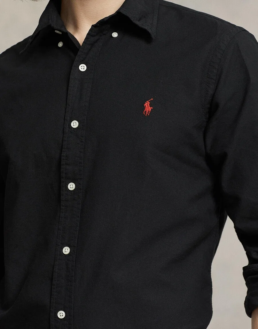 Рубашка Polo Ralph Lauren прямого кроя на пуговицах, черная — фото 2