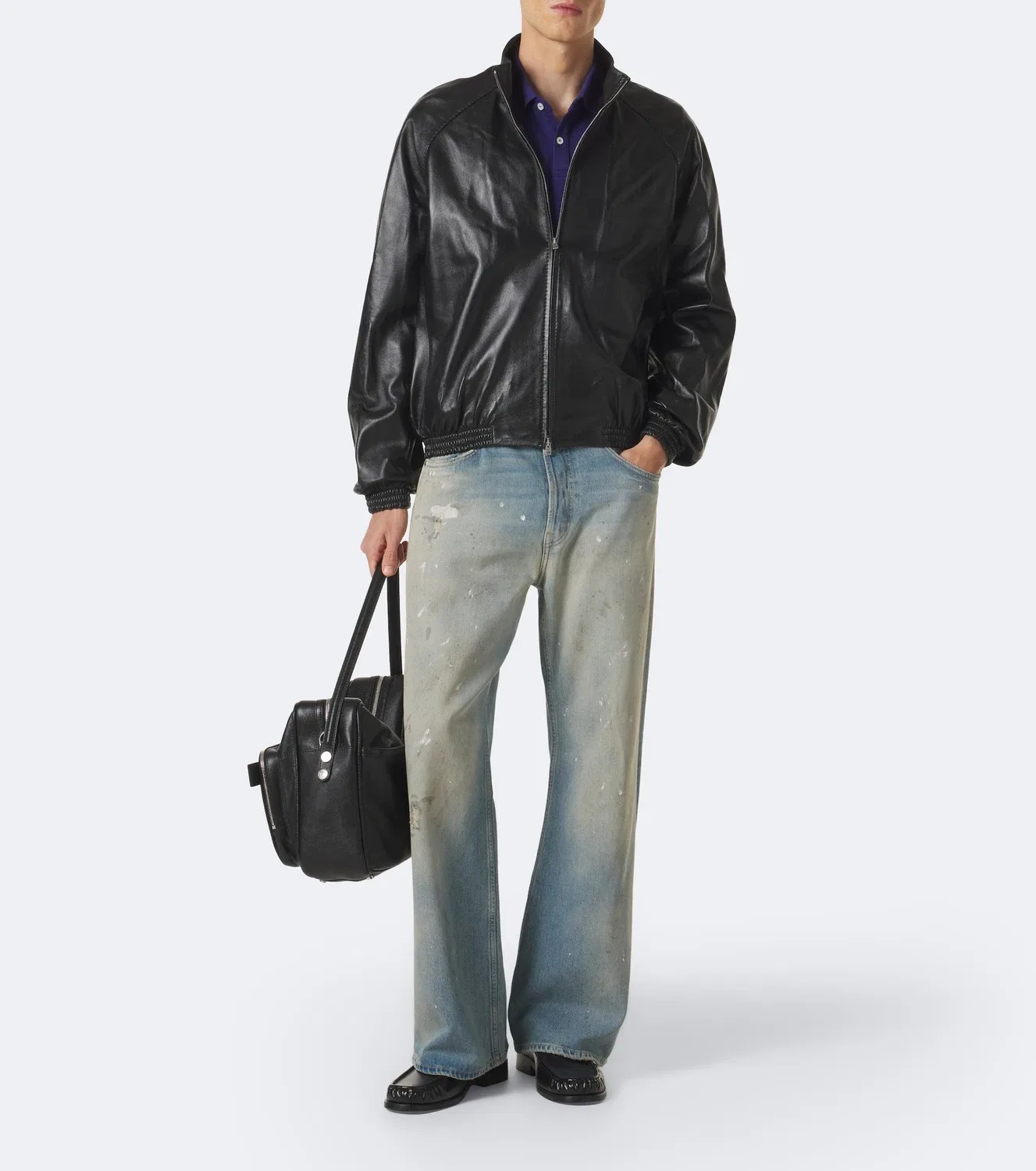 Кожаная куртка с двусторонней молнией Acne Studios, черный — фото 3