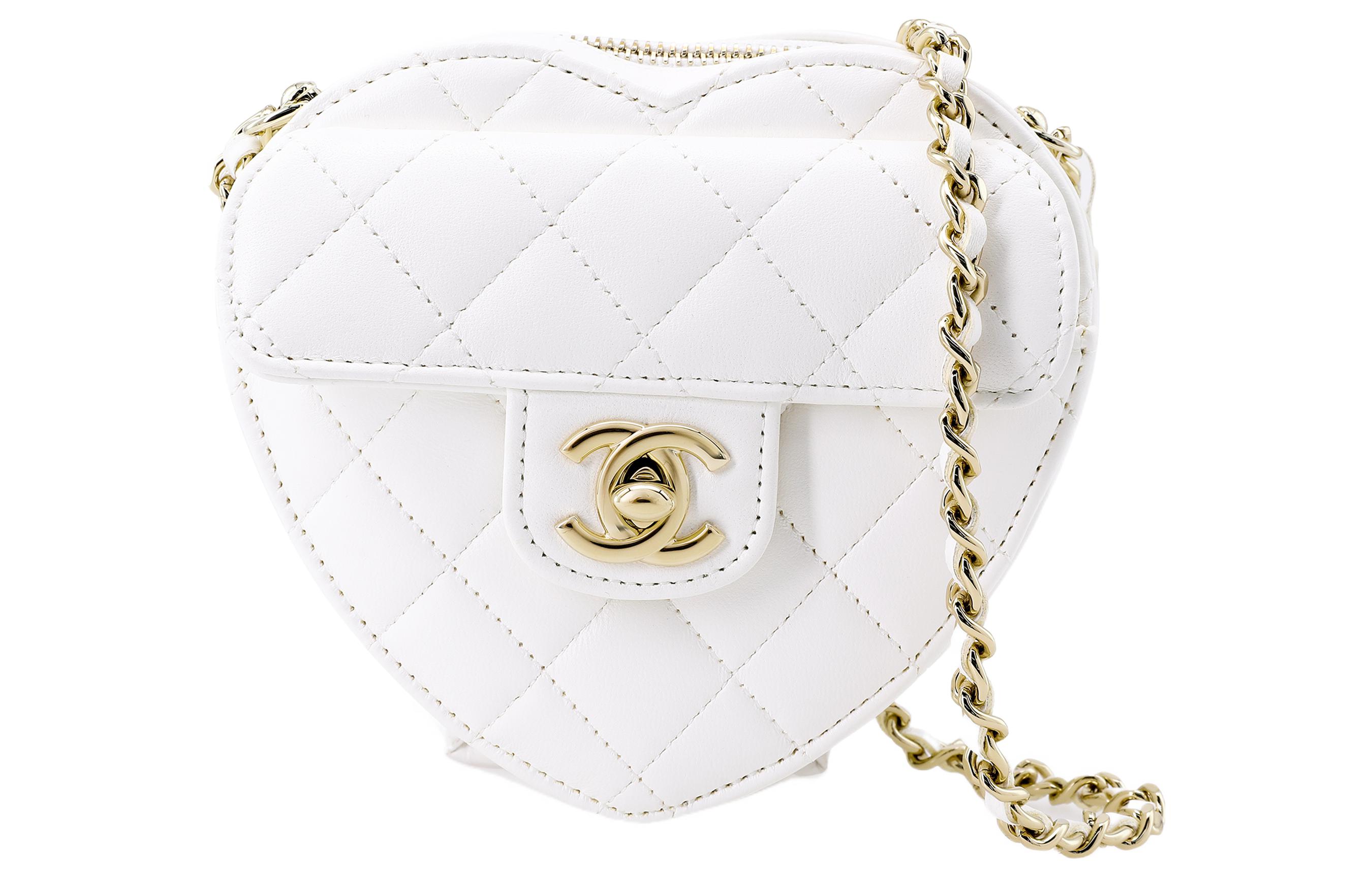 

CHANEL Сумка из овчины и металлического сердца, сумка через плечо, маленькая женская белая