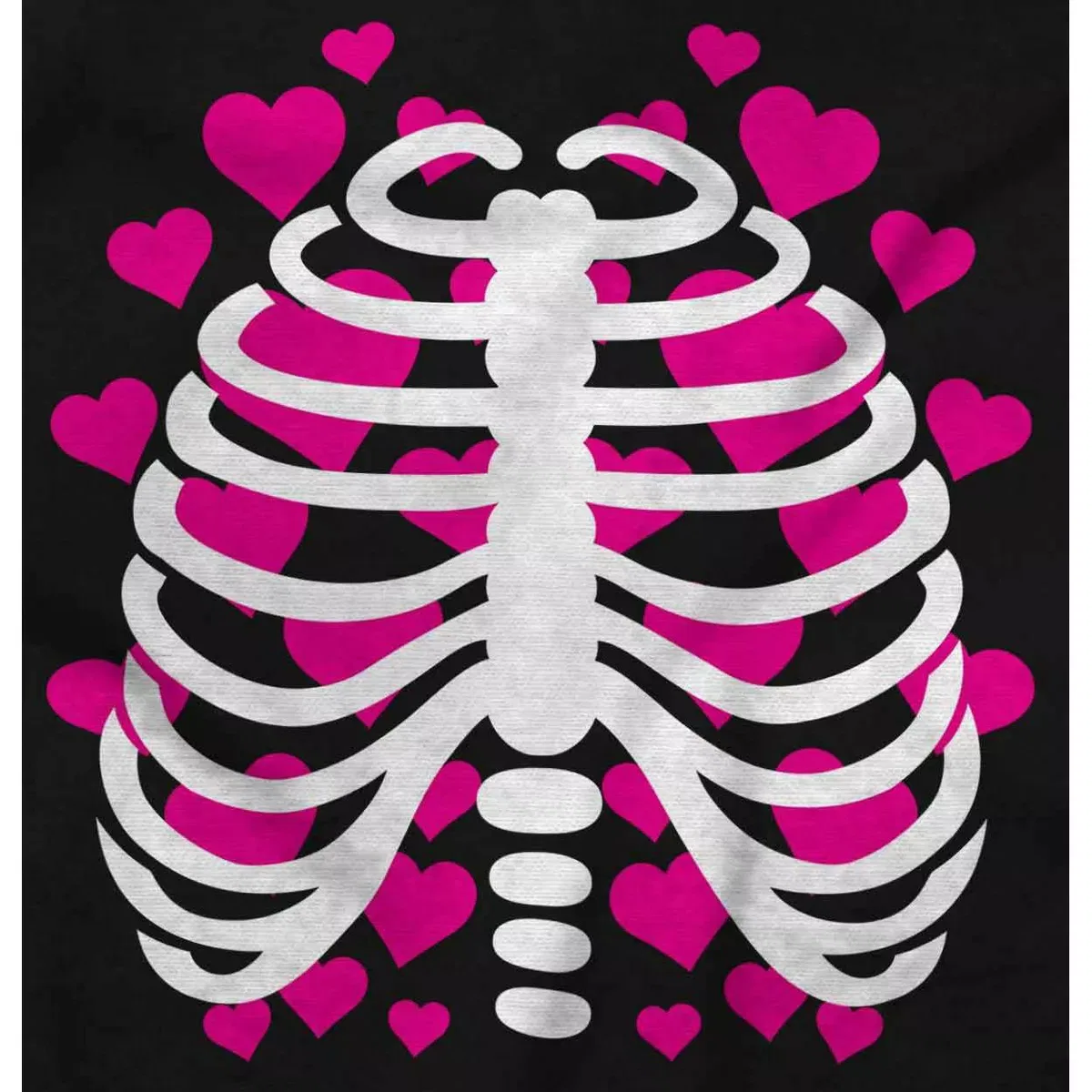 Детское боди с принтом Halloween Skeleton Rib Cage Hearts Brisco Brands, Black — фото 2