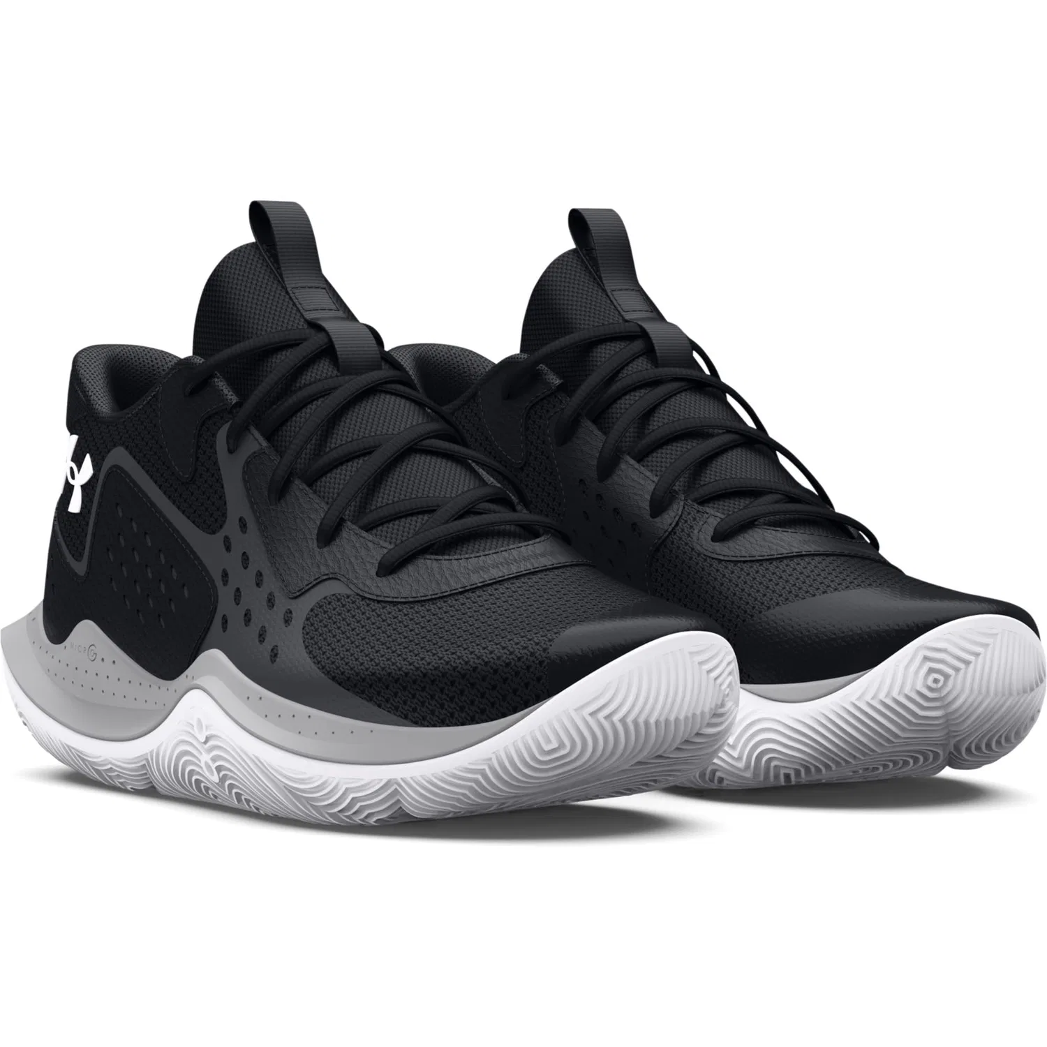 Детские баскетбольные кроссовки для мальчиков с шнуровкой Jet '23 Under Armour, Black Jet Grey White — фото 2