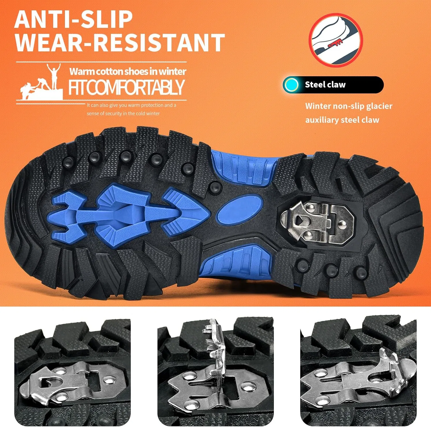 Детские зимние ботинки для мальчиков с принтом Littleplum, Camo Black Blue — фото 2