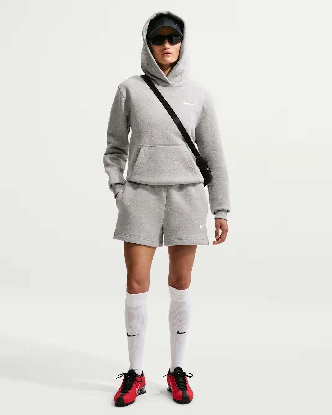 Женские шорты со средней посадкой Nike Studio Fleece Medium Weight, Dark Grey Heather/Sail