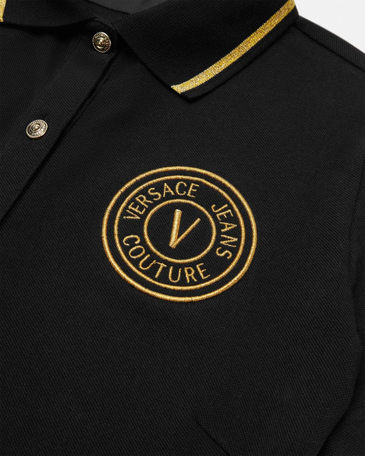 Платье-поло V-Emblem средней длины VERSACE, черный — фото 2
