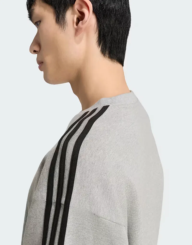 Толстовка Adidas Performance Essentials из французской махровой ткани с тремя полосками, серо-черного — фото 4