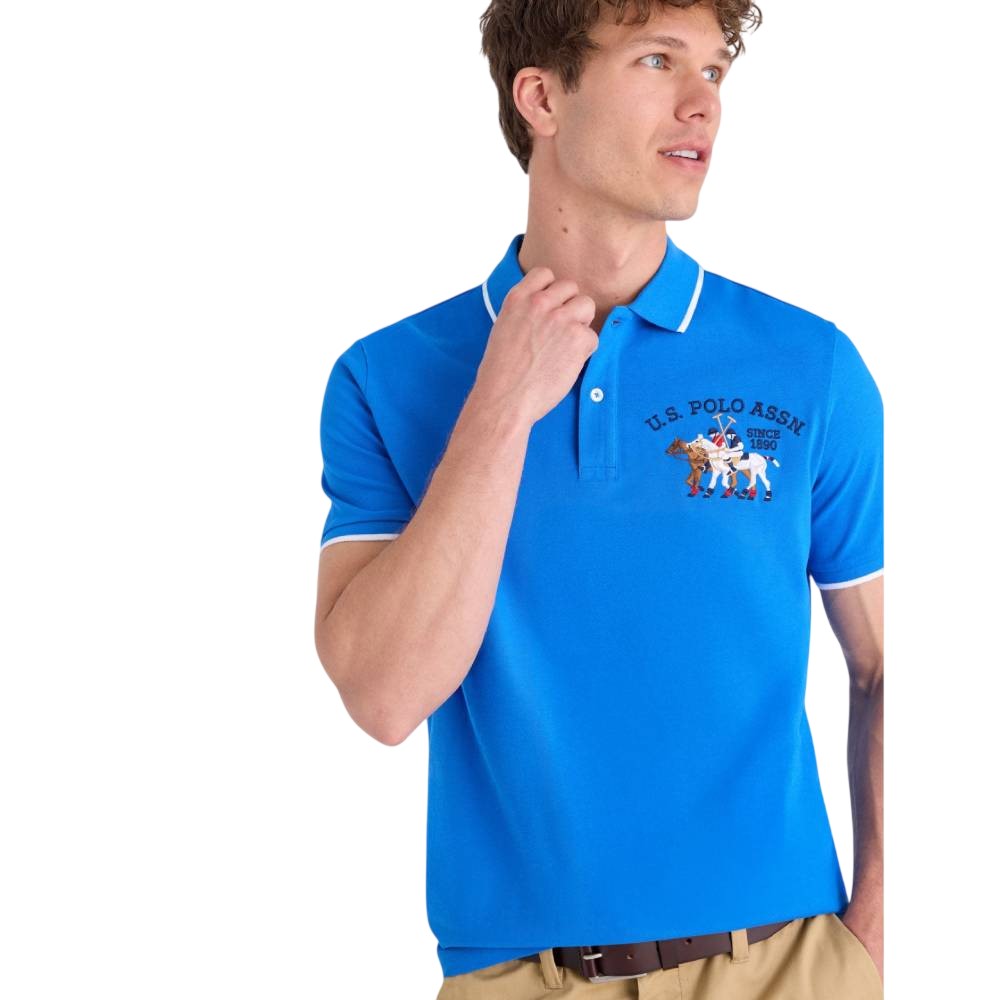 Футболка-поло U.S. Polo Assn Pique With Logo Emblem, бирюзовый