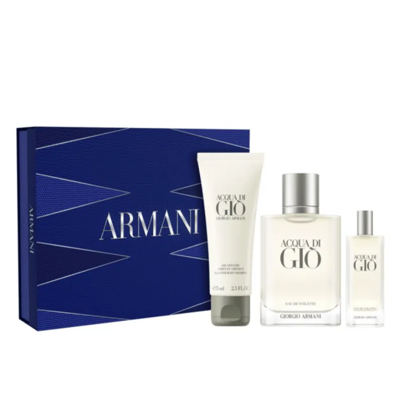 Мужской набор парфюмерии Acqua Gio, 100 мл + 15 мл + 75 мл, Giorgio Armani