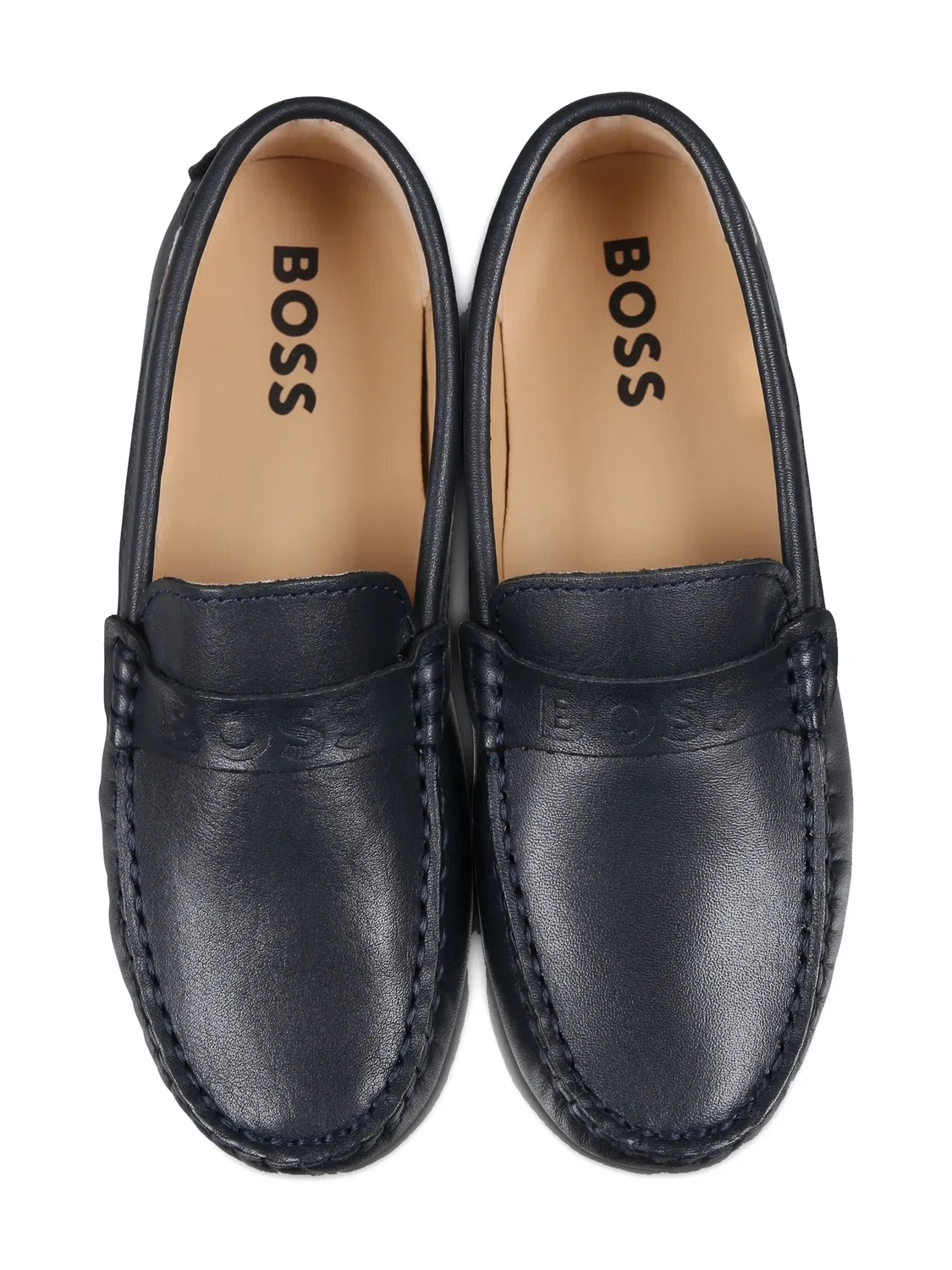 Лодочки из кожи для мальчиков BOSS, синий — фото 2