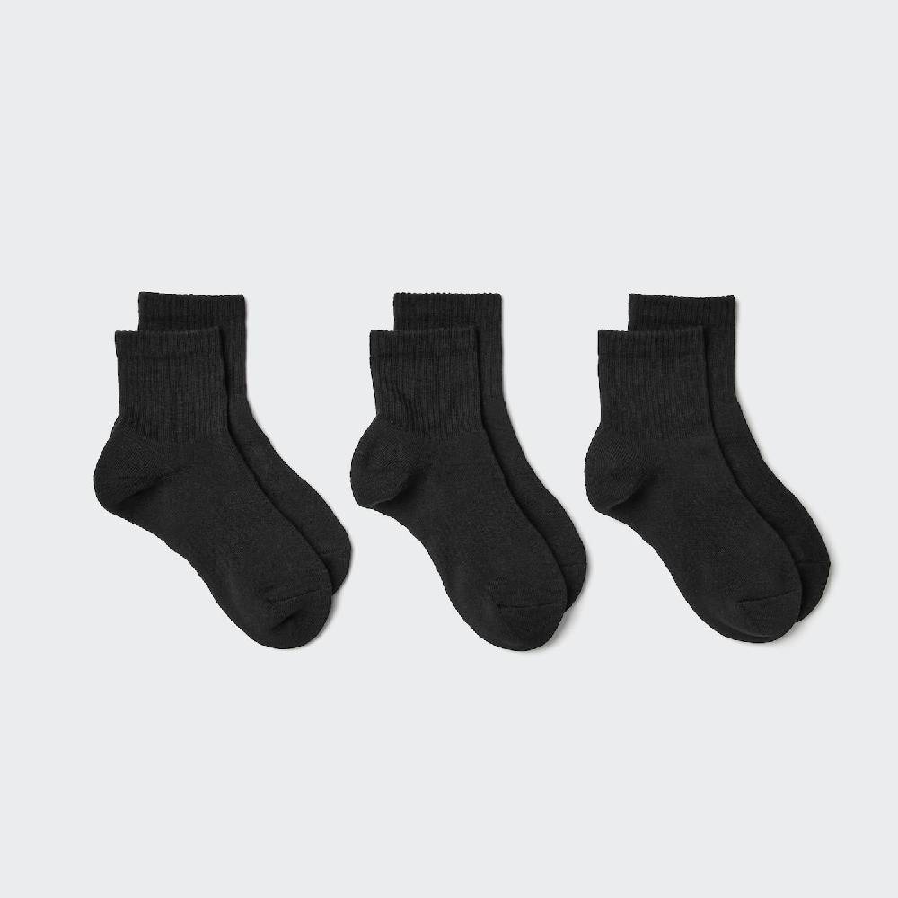 Комплект носков Uniqlo Rib Pile, 3 пары, 09 черный