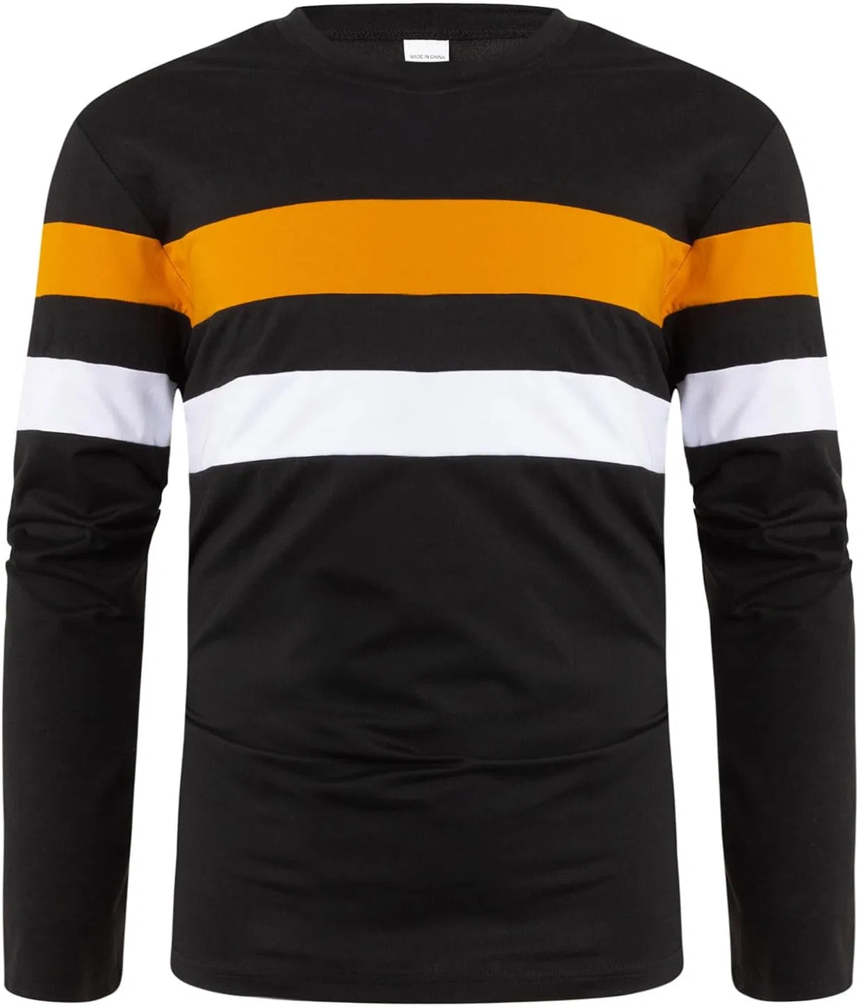 Мужская футболка с цветными блоками и полосками Regular Fit, Black — фото 2