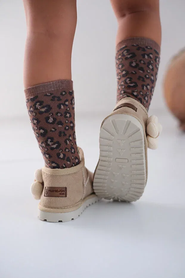 Детские ботинки для девочек с цветочным рисунком Minto Mumenim, Beige — фото 4