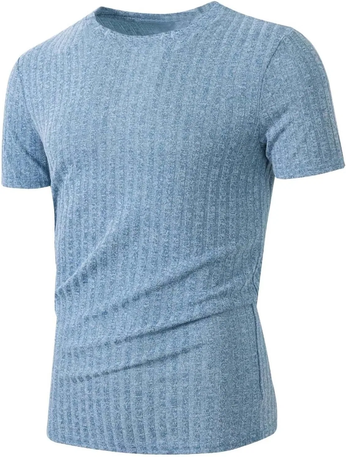 Мужская облегающая футболка с ребристой текстурой, Light Blue — фото 3
