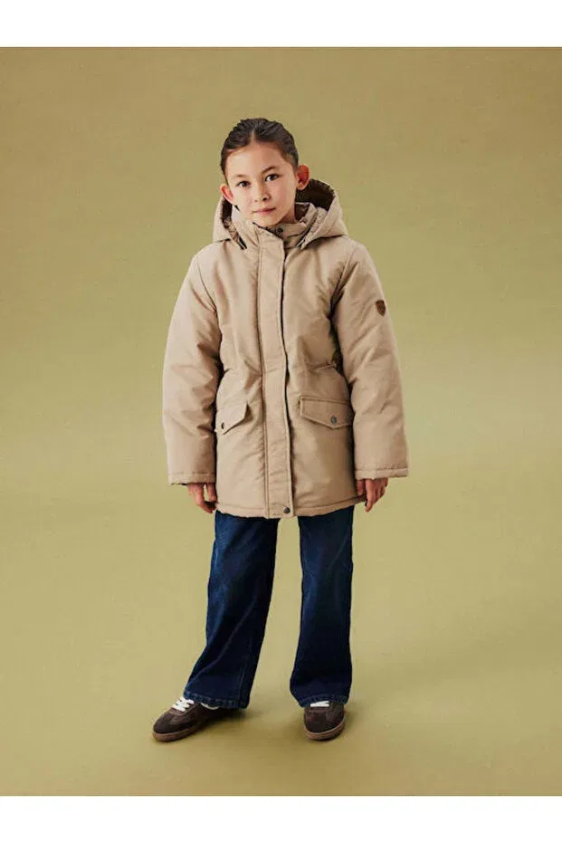 Детское пальто-парка для девочек с капюшоном Nkfmarlow Name It, Beige
