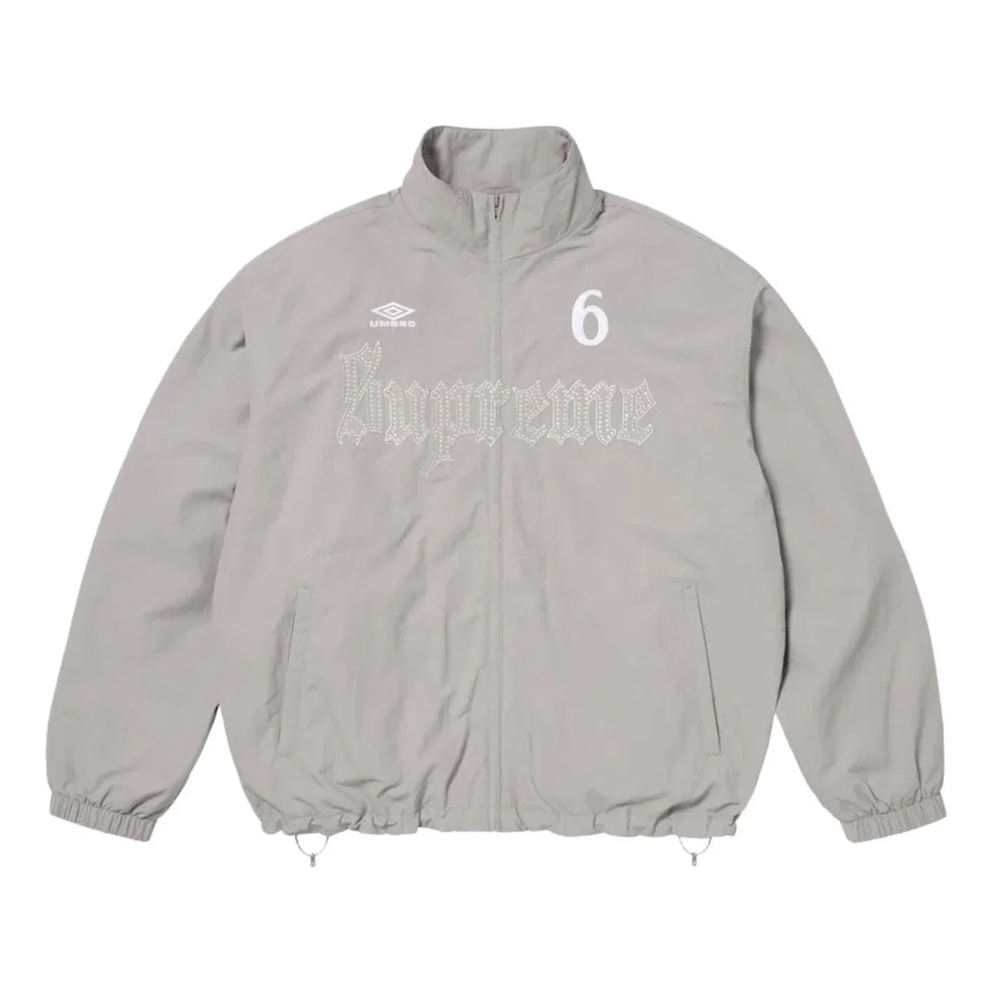 Мужская куртка с принтом Rhinestone Supreme x Umbro, светло-серый