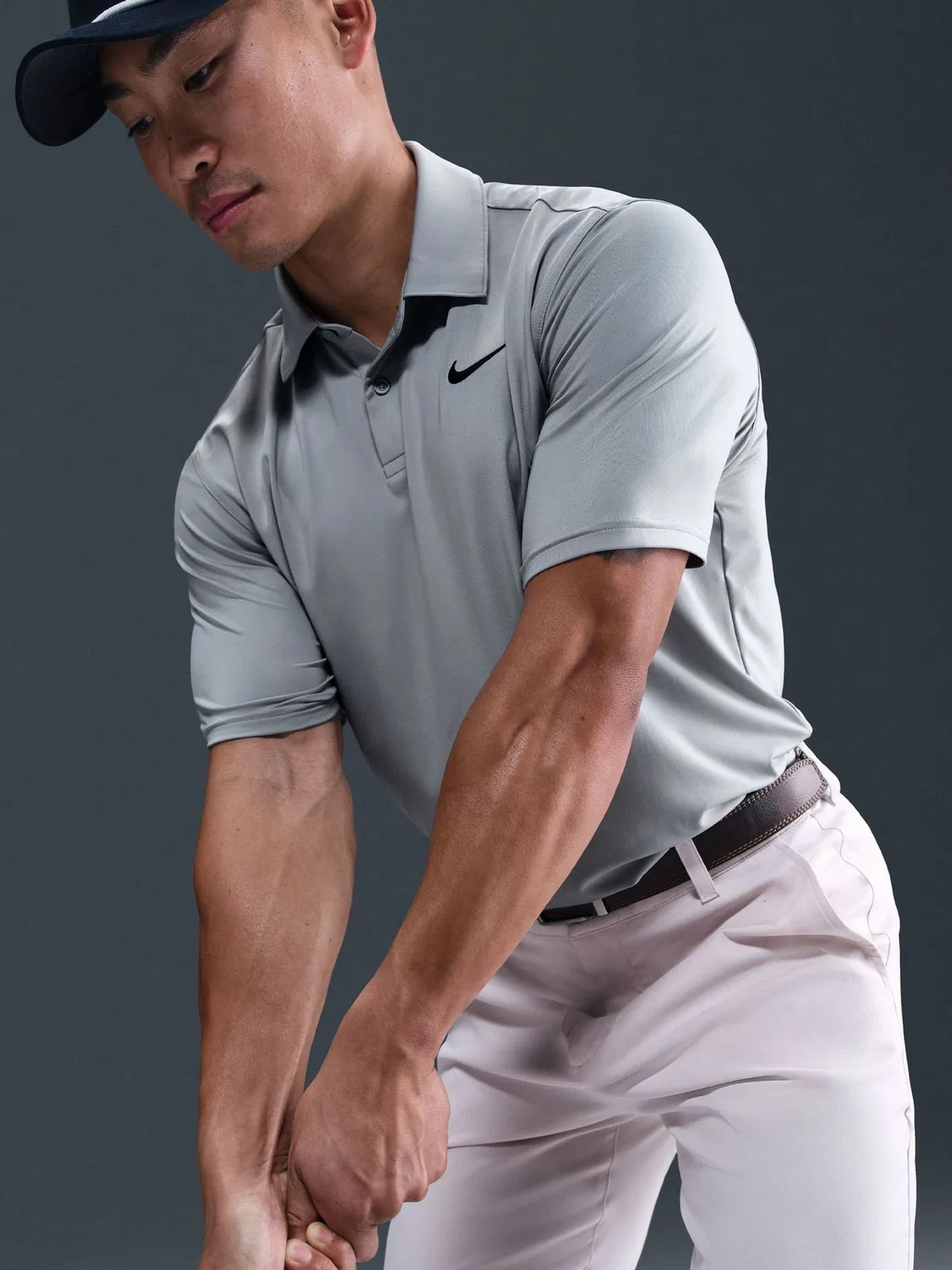 Поло Nike Dri-FIT Velocity, Wolf Grey and Cream Natural — фото 4
