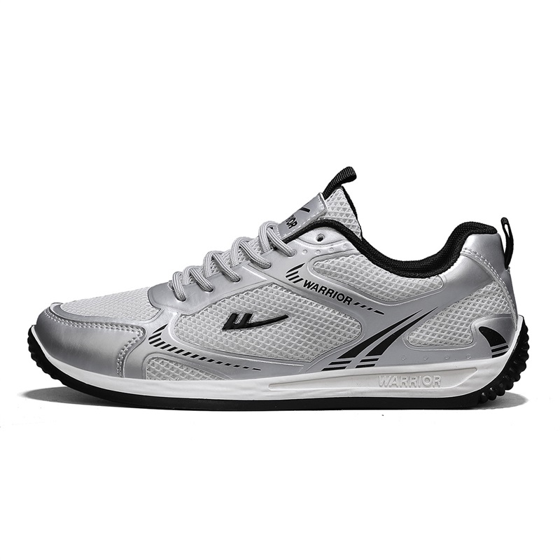 

WARRIOR Кроссовки Wear-Resistant Wide Coverage Lightweight Low-Top Casual Shoes Men's Silver Black