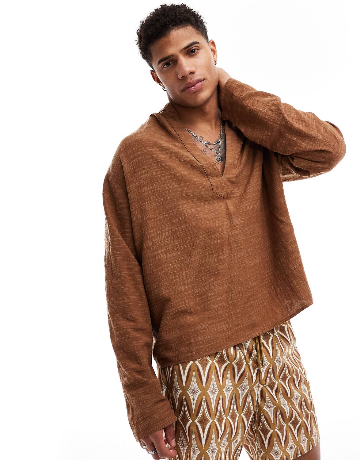 

Рубашка Asos Design 90s Oversized, коричневый