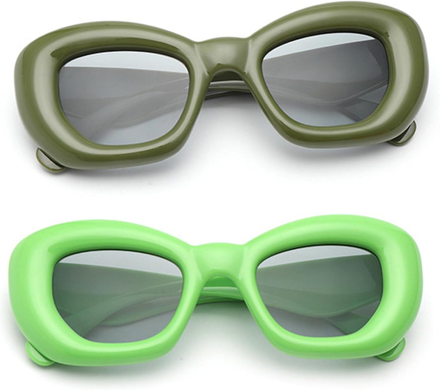 

Сексуальные надувные солнцезащитные очки «кошачий глаз» для женщин, 2023 год, роскошные винтажные панк-очки, квадратные серебристые очки, защита от УФ-излучения UV400 mincl, 2pcs-green&gray Green