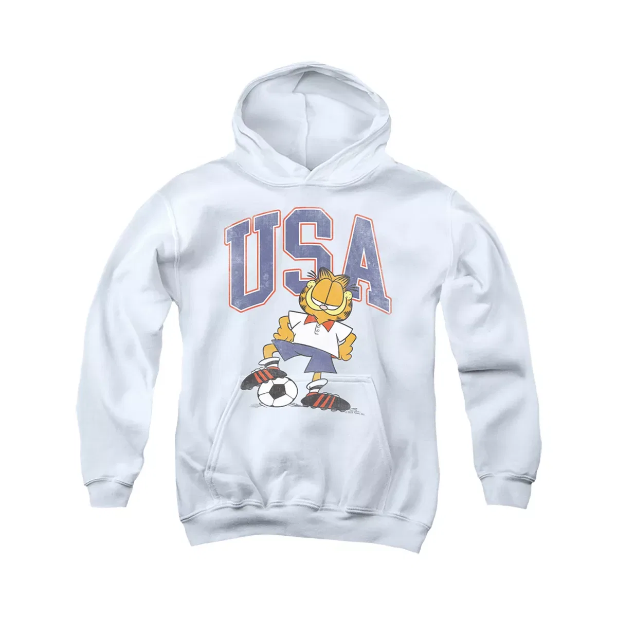 Детское худи с принтом Garfield Soccer USA, Garfield, White