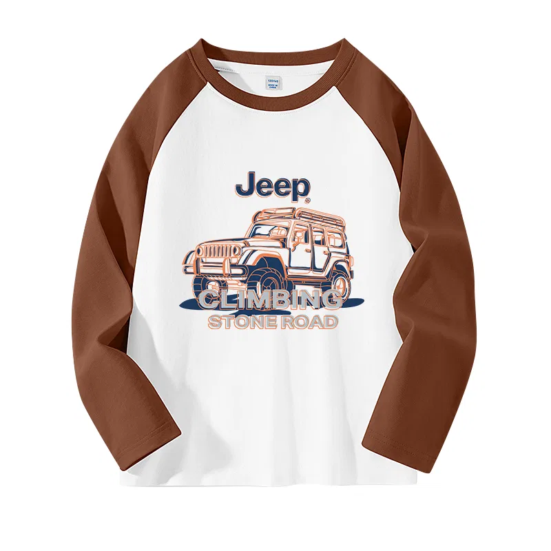 Детская футболка с круглым вырезом Jeep, Brown Coffee/E SUV