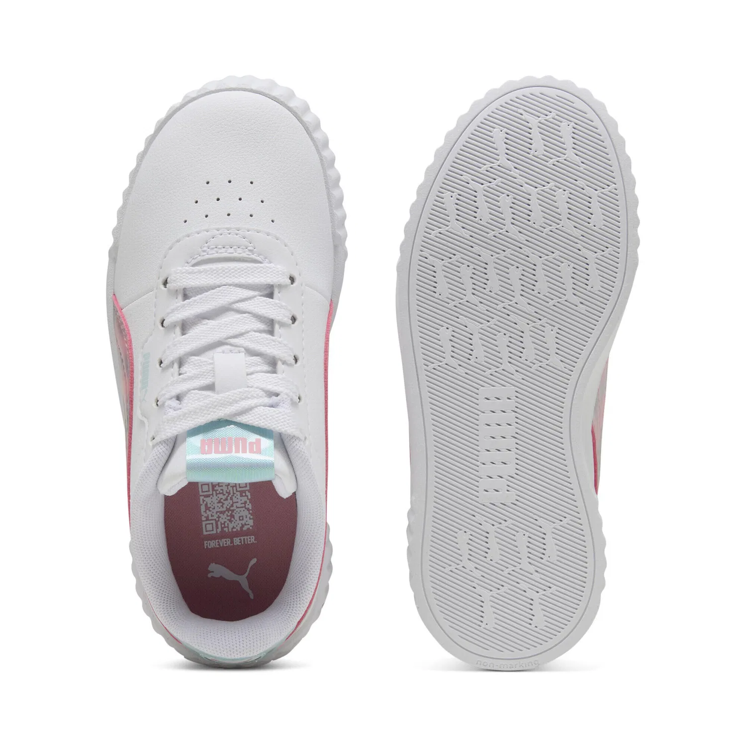 Детские кроссовки для девочек с блестящими деталями Carina 3.0 Space Belle Puma, Weiss / Rosa — фото 4