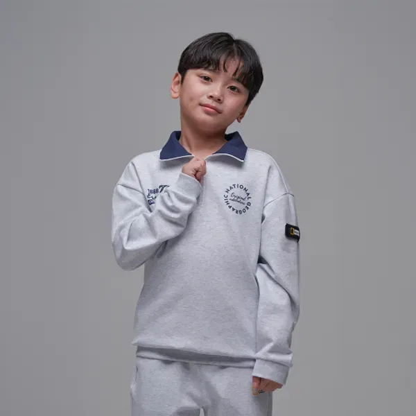 Полузастегивающийся свитшот K241Usw940 National Geographic Kids, белый меланж
