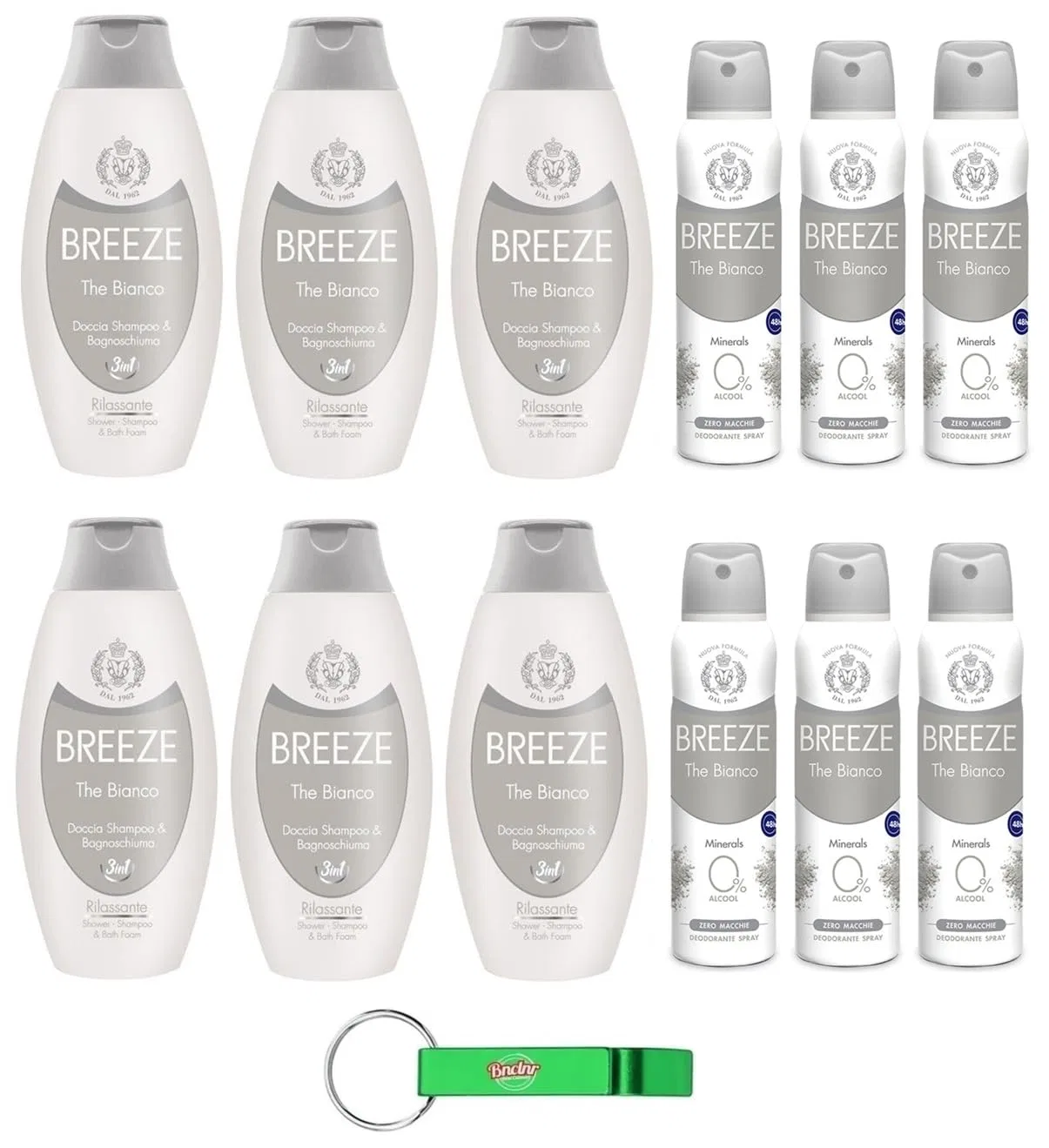 Набор дезодорант и гель для душа Breeze White Tea, 6x150мл + 6x400мл, Beni Culinari