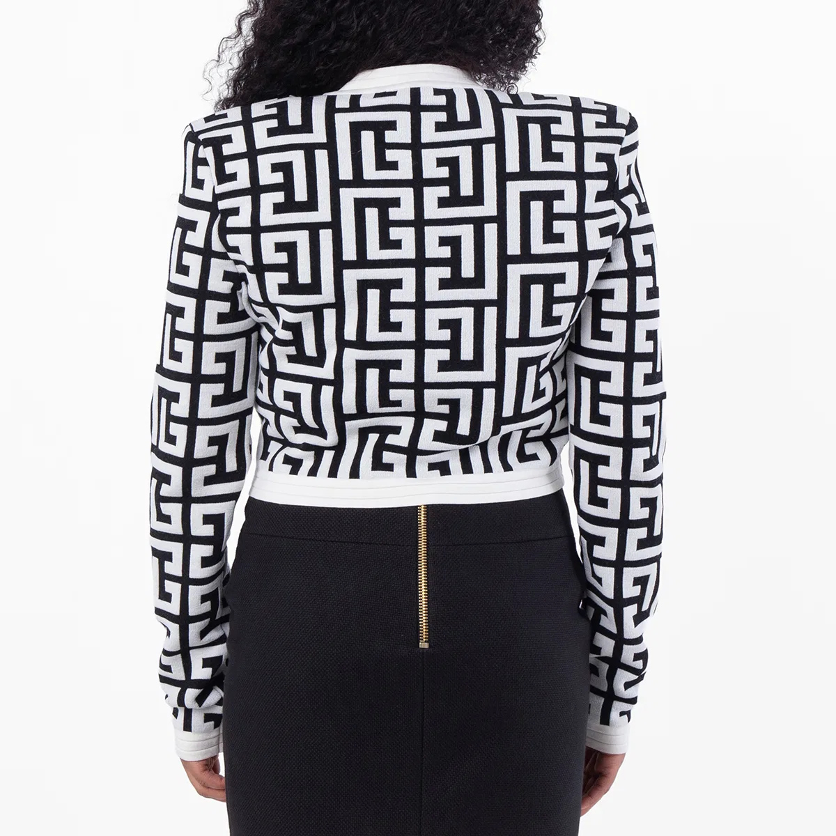 Кардиган с монограммой Monogram Knitted Cardigan Balmain, Eab Black/White — фото 3