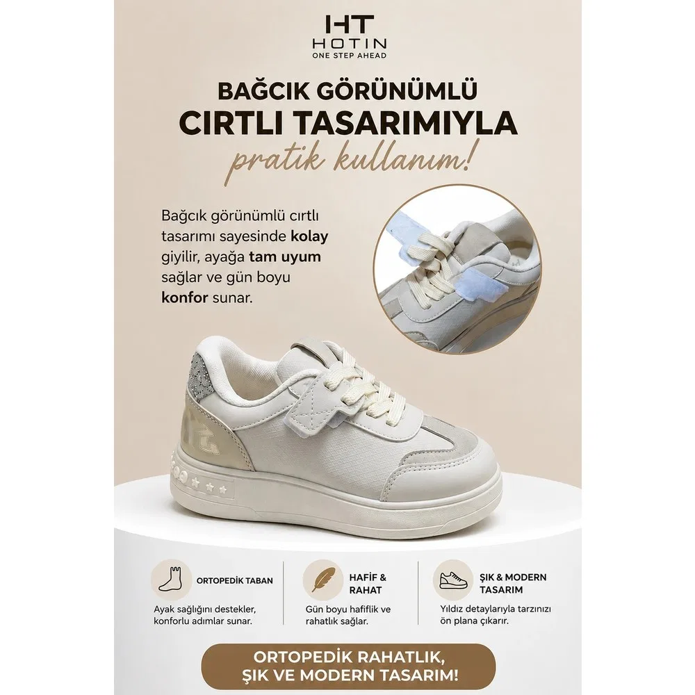 Детские кроссовки с звездным декором на шнуровке Bej Ht Hotin — фото 4