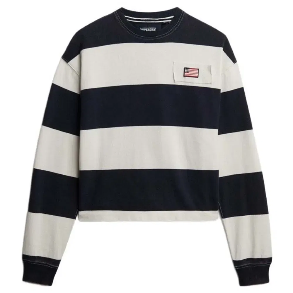Женский свитшот с полосатым принтом Athletic Essential Stripe Slouchy Crew Superdry, Blue