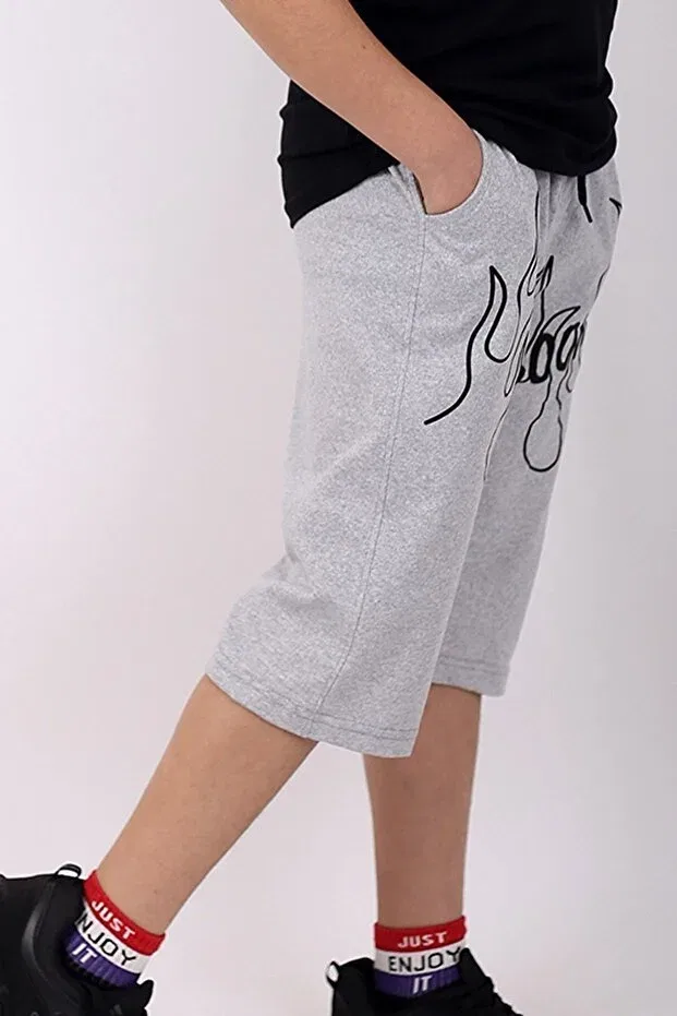 Детские шорты для мальчиков с принтом Boom Flame Pocket Cotton Cosba Kids Wear, Gray — фото 3