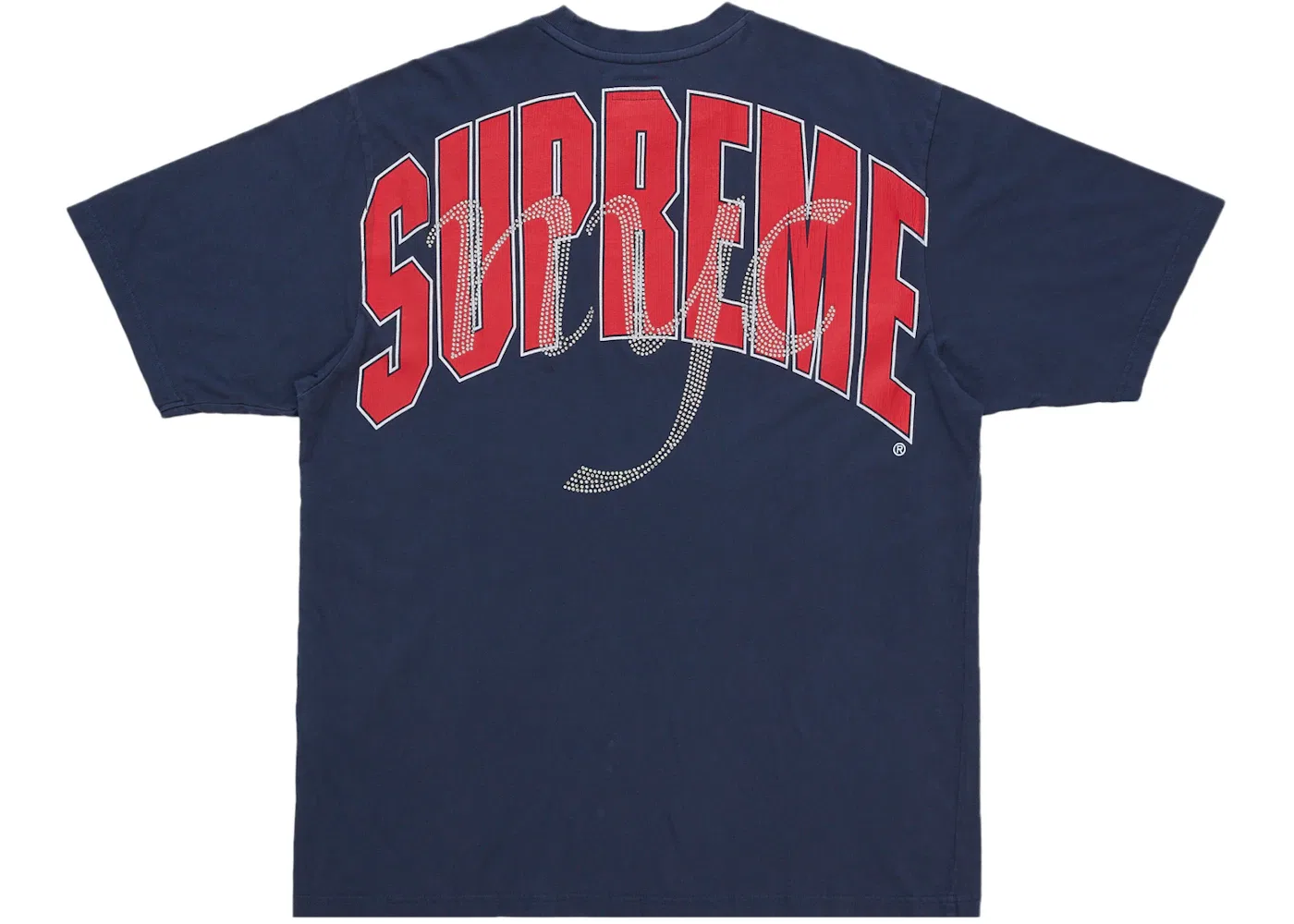 Мужская футболка с принтом Rhinestone Script Supreme, Navy
