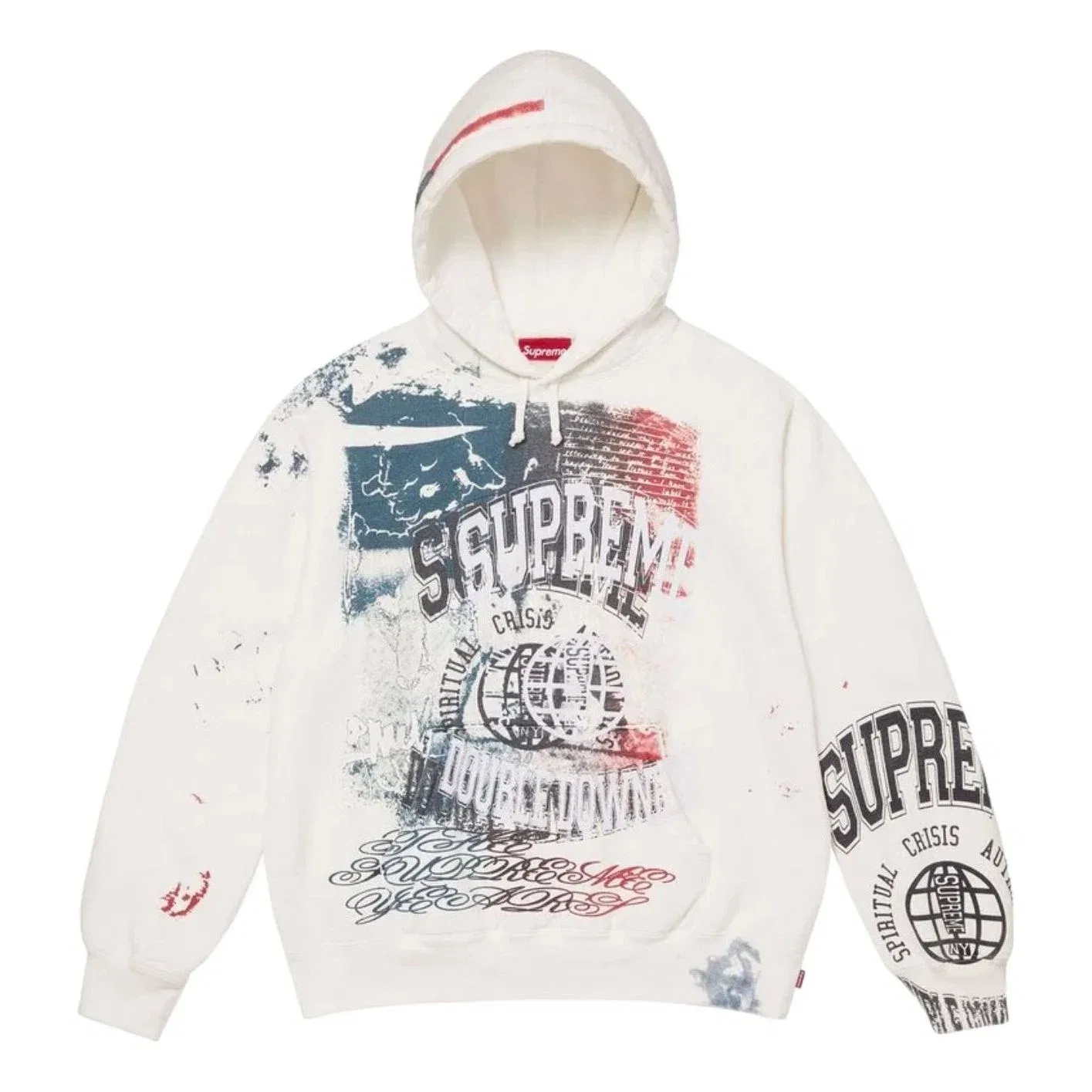 Мужское худи с капюшоном и принтом Supreme SS26 Overprint, белый