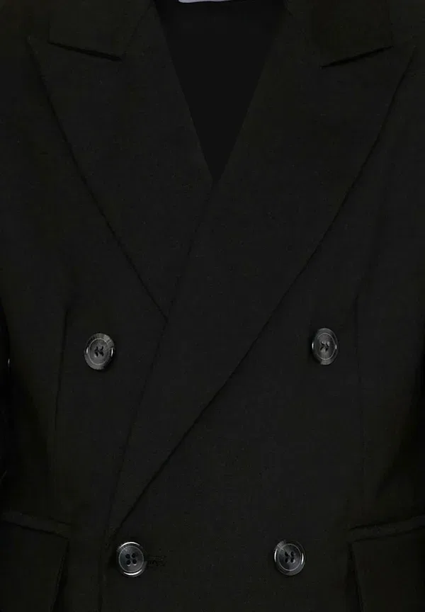 Куртка с отложным воротником, пуговицами и клапанами на карманах Giacca - blazer jacket Roberto Cavalli Junior, черный — фото 3