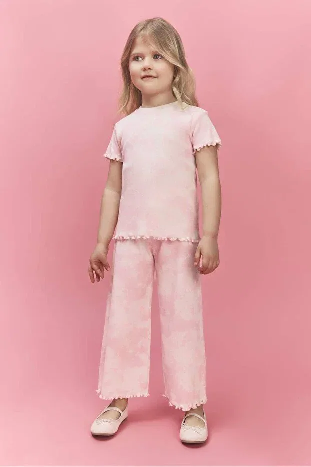 Детская футболка с принтом Batik corded fabric ribbed knit t-shirt baby girl h0679a526sm Defacto, Pink-pn171 — фото 2