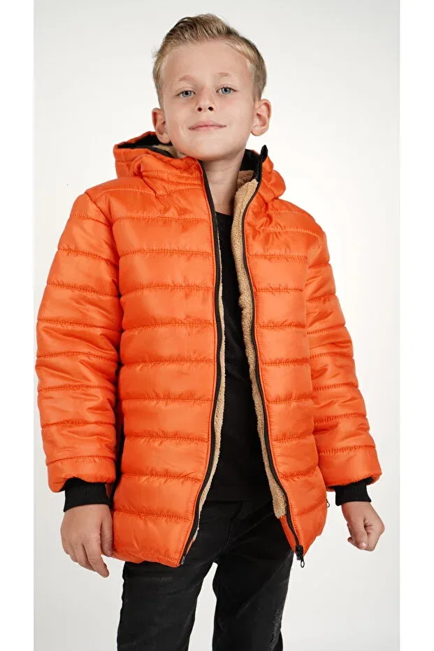 Детское зимнее пальто для мальчиков с капюшоном Dublino Kids, Orange — фото 3