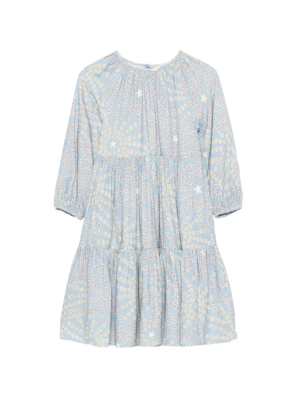 Многоярусное платье со звездным принтом Stella McCartney Kids, синий