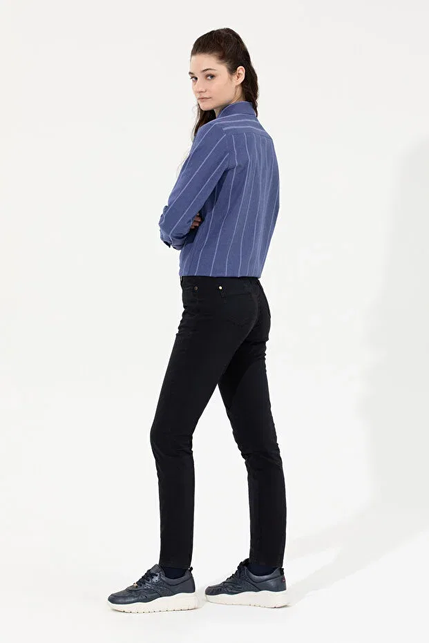 Женские брюки-скинни из хлопка U.S. Polo Assn., Navy Blue — фото 4
