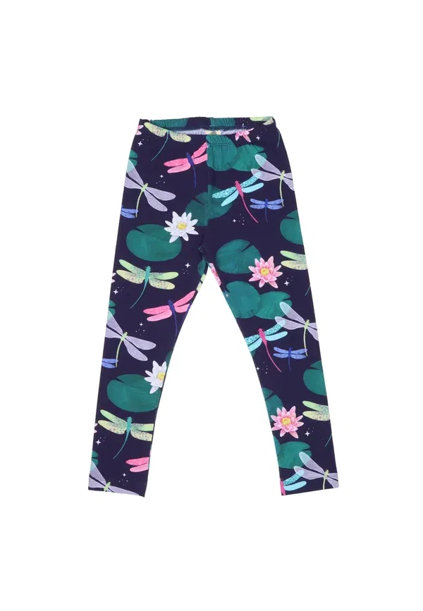 Леггинсы с цветочным принтом Colorful dragonflies-leggings Walkiddy, Green, зеленый