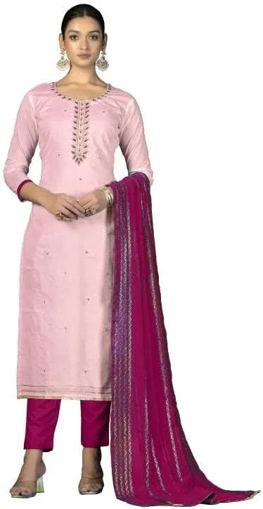 Женский индийский костюм-сальвар камиз с палаццо и дупаттой Diva Couture, Baby Pink