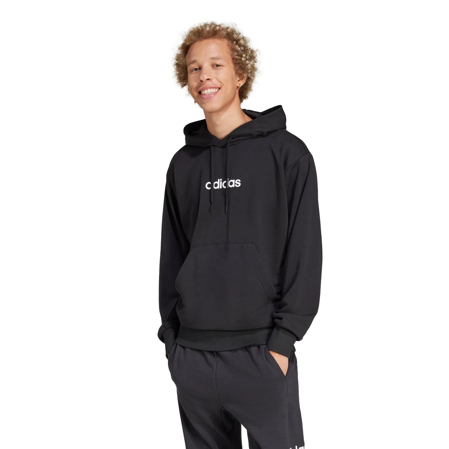 Мужское худи с капюшоном Adidas, черный — фото 4