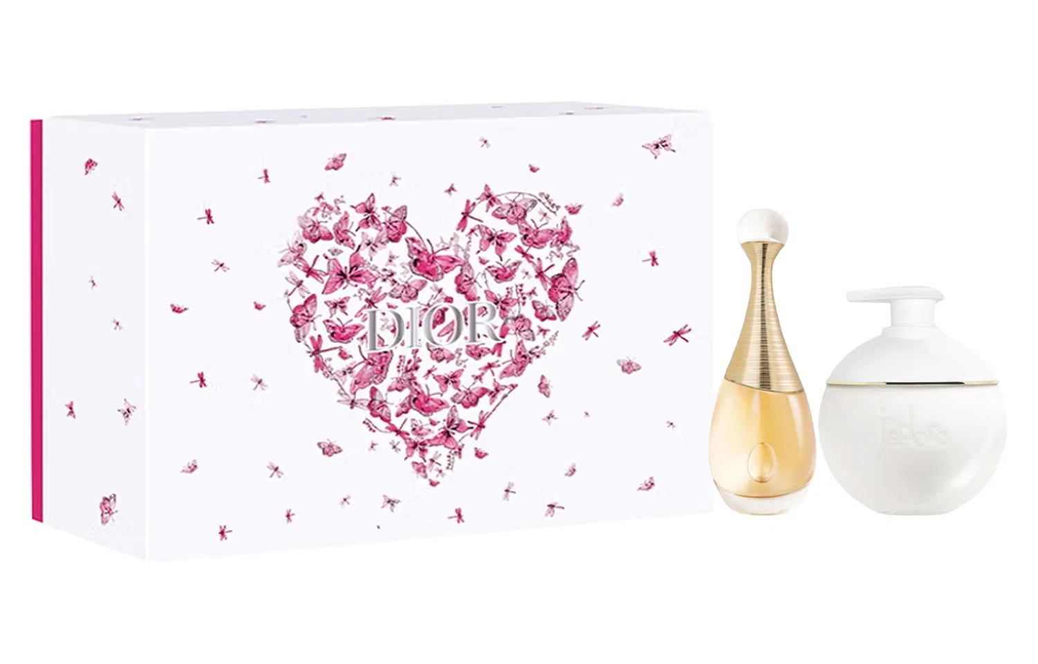 Женский подарочный набор с парфюмом и лосьоном для тела J'adore, DIOR, 200 мл + 50 мл, Pink Butterfly Box
