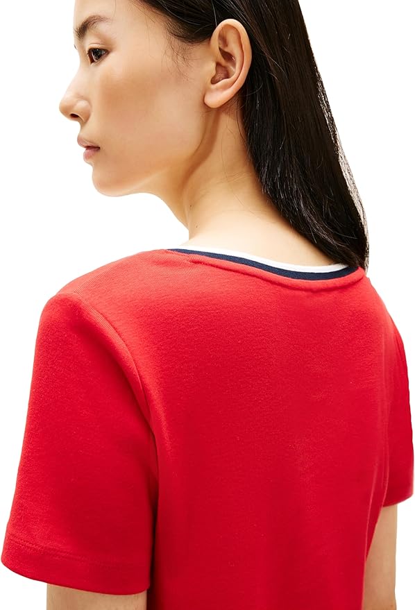 Платье-футболка Tommy Hilfiger Short Sleeve Cotton V-Neck, красный — фото 4