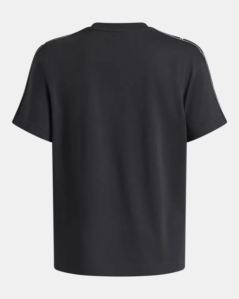 Футболка для мальчиков свободного кроя с лентой на рукавах UA Icon Taped UnderArmour, Anthracite/White — фото 2