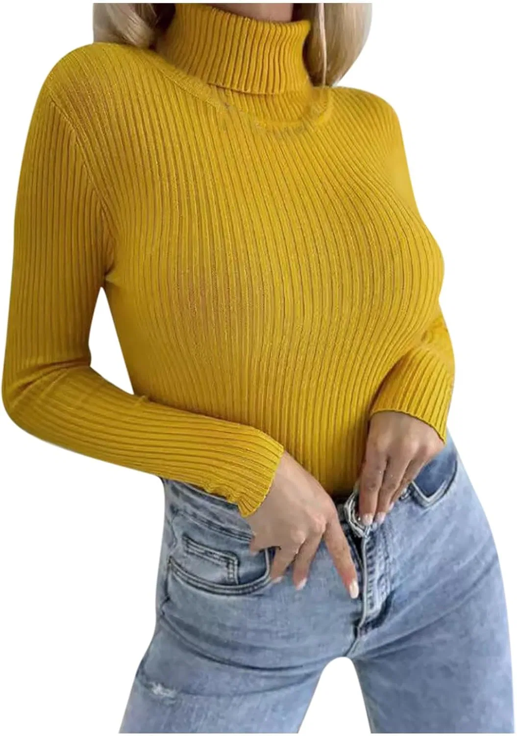 Женский кардиган с пуговицами, Ribbed Knit, жёлтый