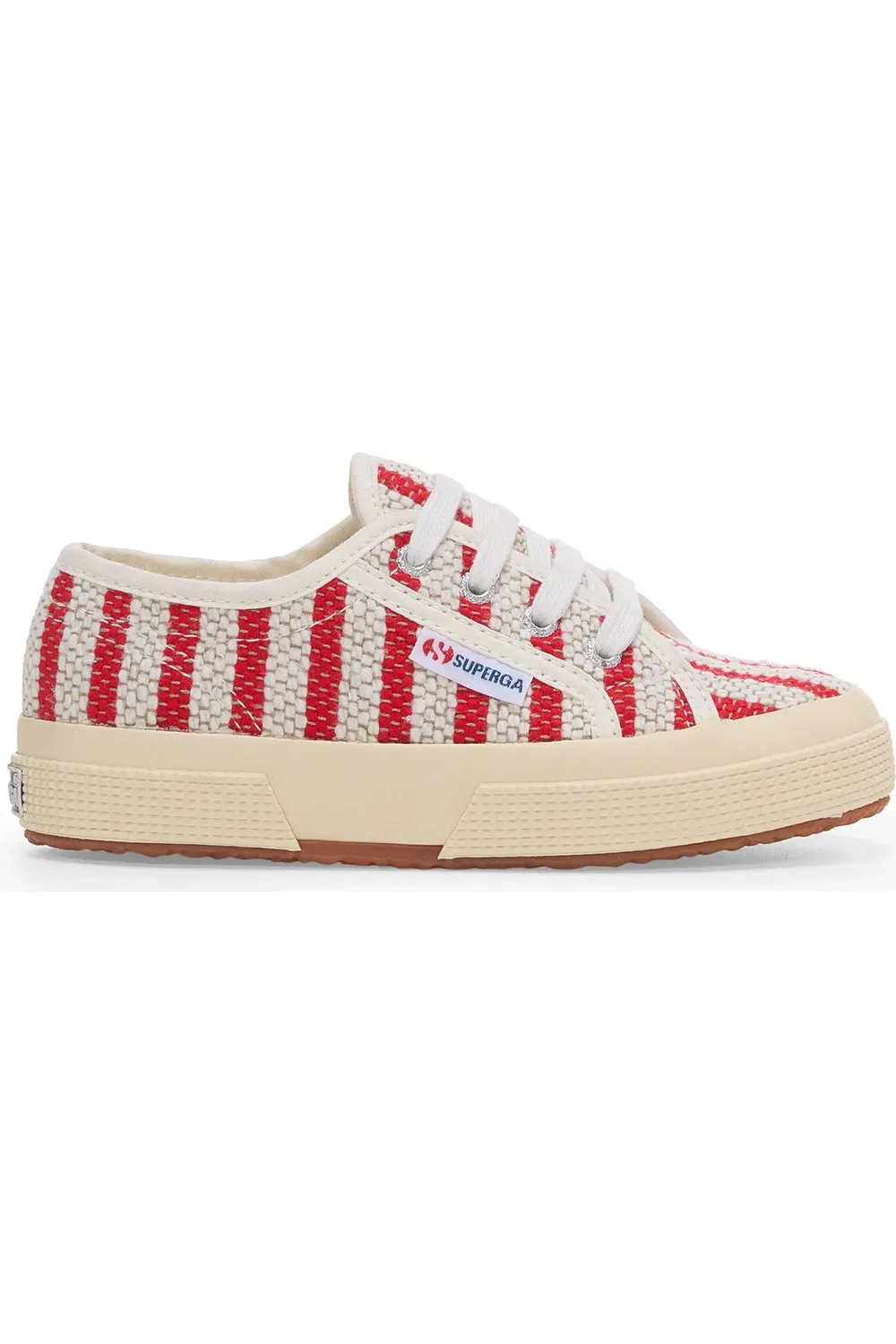 Кеды детские на шнуровке из хлопка 2750 Superga, красно-белый