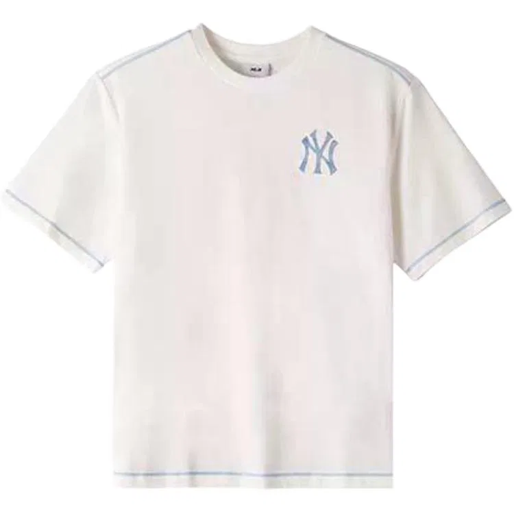 Футболка с круглым вырезом, повседневная, MLB, White/Blue/Black — фото 4