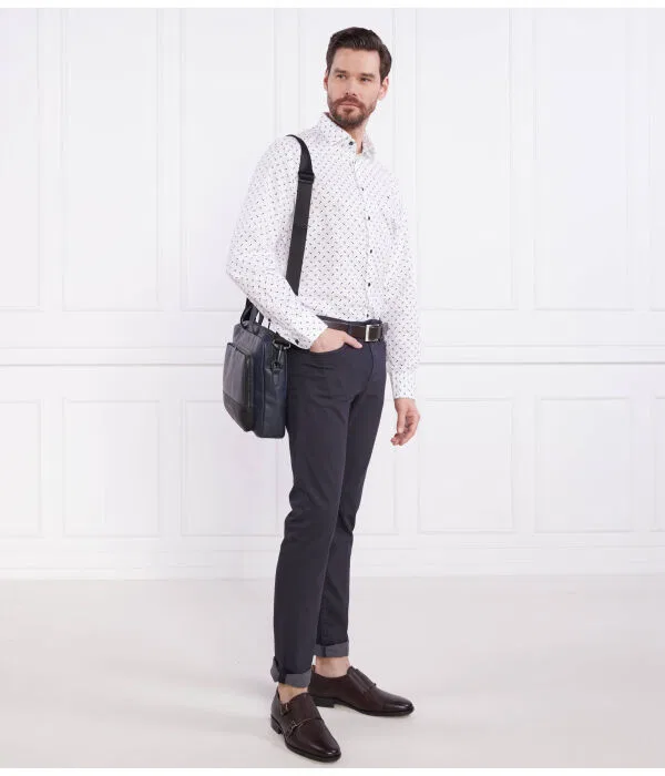 Мужские классические брюки slim fit из смесового хлопка Delaware BOSS, Blu Marino — фото 2