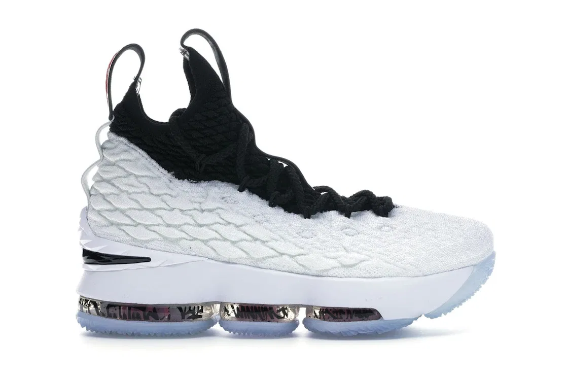 Детские кроссовки для мальчиков с принтом Nike LeBron 15, White/Black