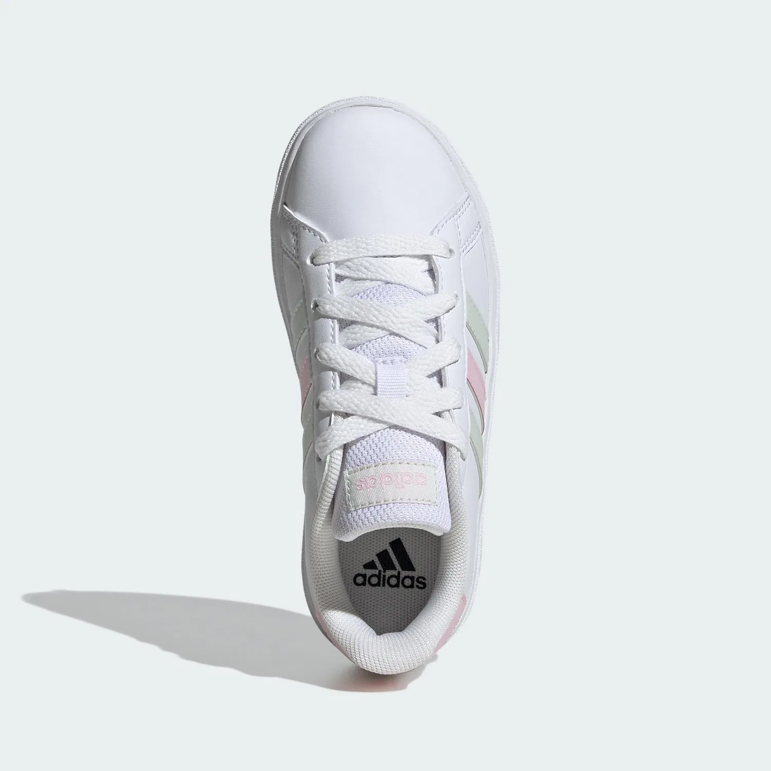 Детские кроссовки для мальчиков с закрытым носком Grand Court Lifestyle Tennis Lace-up Shoes Adidas, Cloud White Crystal Jade Clear Pink — фото 3